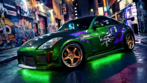 Nissan 350Z Neon Street JDM Fond Animé - Free Live Wallpaper