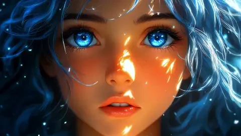 Blue Hair & Golden Gaze Live Wallpaper - Free Live Wallpaper