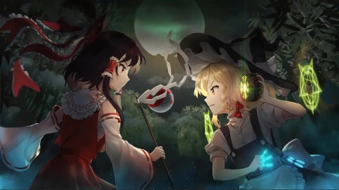 Tohou Eternal Night - Reimu vs Marisa Anime Live Wallpaper - Free Live Wallpaper