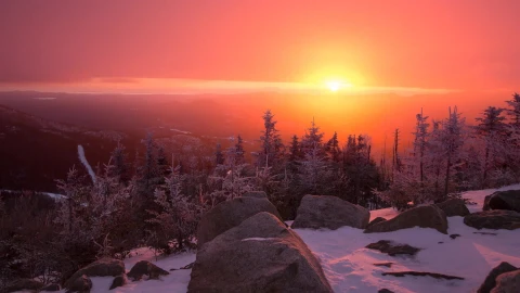 Sunrise from top of gondola on Whiteface HD Live Wallpaper - Free Live Wallpaper