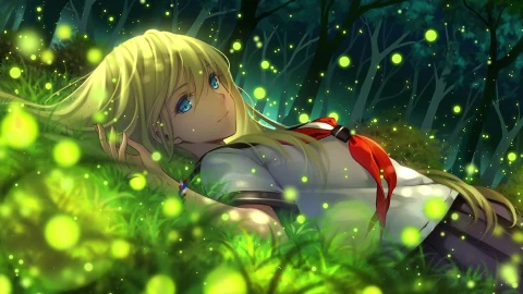 Anime Girl on Grass Animated Wallpaper - Free Live Wallpaper