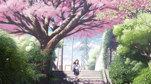 Anime Girl Relaxing Sakura Trees Live Wallpaper Free - Free Live Wallpaper