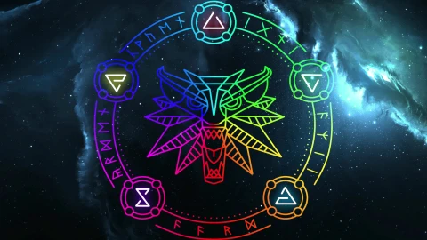 Witcher Game Sign Wheel RGB Live Wallpaper - Free Live Wallpaper