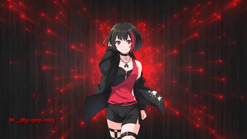 Anime Girl Red Visualization Live Wallpaper - Free Live Wallpaper