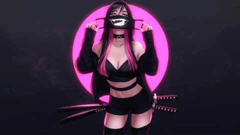 Wear Your Mask - Katana Pinky Girl Live Wallpaper - Free Live Wallpaper