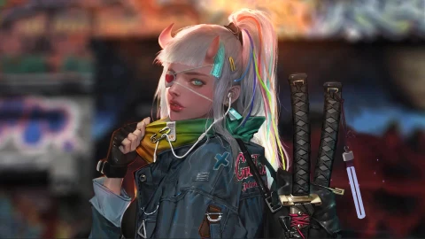 Cyberpunk Devil Girl Live Wallpaper - Free Live Wallpaper