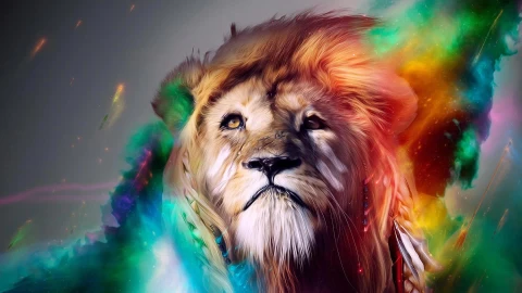 Lion In Colorful Smoke Live Wallpaper - Free Live Wallpaper