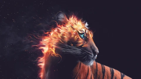 Enchanted  Burning  Tiger  2560x1440  Live  Wallpaper - Free Live Wallpaper