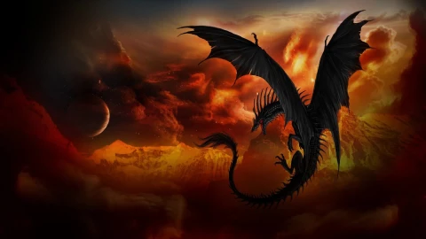 Dragon  Red  Sky  Bloody  Moon  Live  Wallpaper - Free Live Wallpaper
