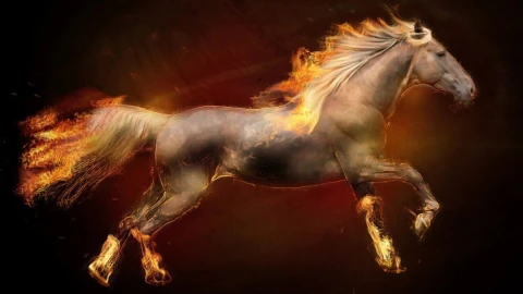 Running  Fire  Horse  Artwork  Live  Wallpaper - Free Live Wallpaper