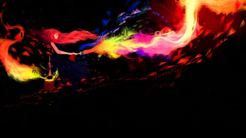 Abstract  Girl  Painting  Colorful  Fire  Live  Wallpaper - Free Live Wallpaper
