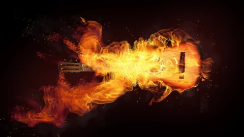Flame  Guitar  Fantasy  Abstract  2K  Live  Wallpaper - Free Live Wallpaper