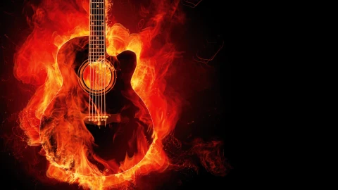 Guitar  Flame  Fantasy  Abstract  2K  Live  Wallpaper - Free Live Wallpaper