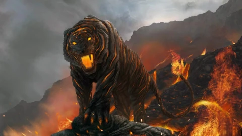 Fantasy  Lava  Tiger  Live  Wallpaper - Free Live Wallpaper
