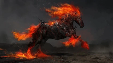 Running  War  Horse  In  Fire  Live  Wallpaper - Free Live Wallpaper
