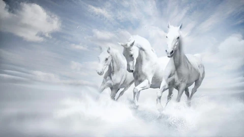 White  Horses  Fantasy  Clouds  Art  Live  Wallpaper - Free Live Wallpaper