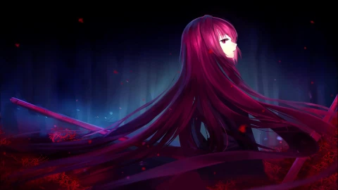 Anime Girl With Red Hair - Free Live Wallpaper