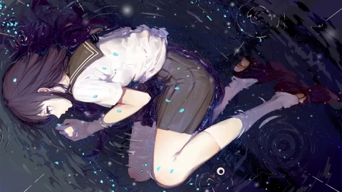 Anime Girl In The Water On Rainy Day Live Wallpaper - Free Live Wallpaper