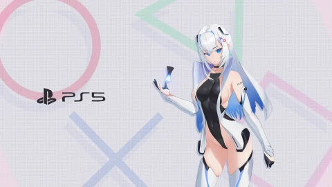 Playstation 5 Console Anime Girl Animated Wallpaper - Free Live Wallpaper