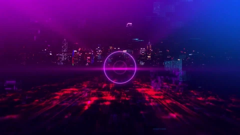 Cyberpunk Сity Digital Road Travel Looped 3D Animated Wallpaper - Free Live Wallpaper