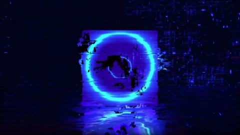 Cyberpunk Glitch Neon Mirror Cube Animated Wallpaper - Free Live Wallpaper