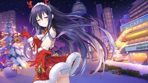 Date A Live Tohka Yatogami Christmas Reindeer Animated Wallpaper 1 - Free Live Wallpaper