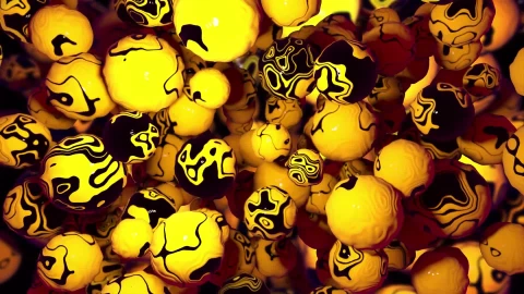 Liquid Yellow 3D Balls In Zero Gravity Looped Abstract Animated Wallpaper - Free Live Wallpaper