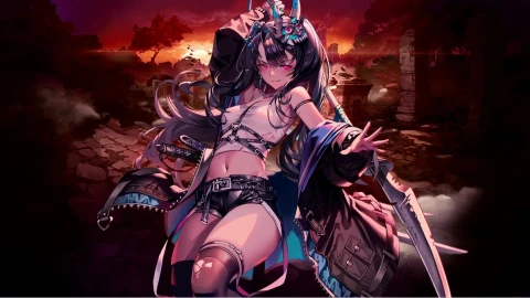 Game Destiny Child 命運之子 Black Hair Girl With Swords Live Wallpaper - Free Live Wallpaper