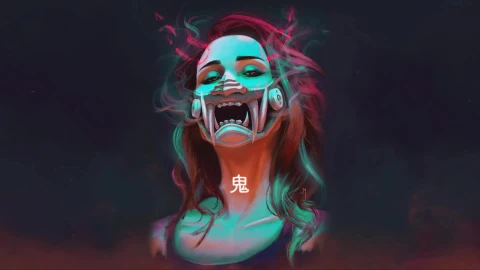 Ghost 鬼 Artwork by Jari Melgen Animated by flu Live Wallpaper - Free Live Wallpaper