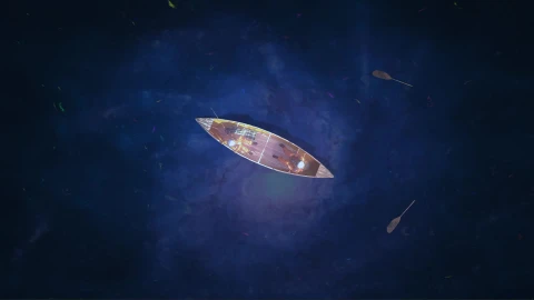 Stranded Astronaus in Boat Live Wallpaper - Free Live Wallpaper