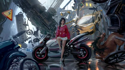 WLOP Motorcycle Girl Live Wallpaper - Free Live Wallpaper