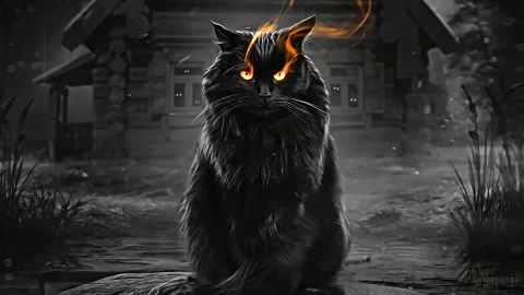Dark Black Cat in Rain Live Wallpaper - Free Live Wallpaper