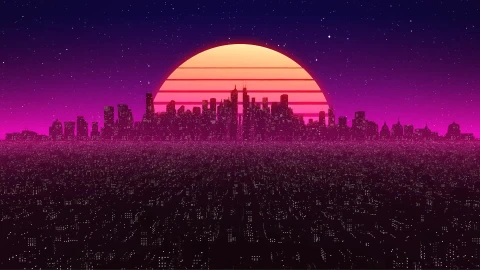 Loop Retro Synth City By Visualdon Live Wallpaper - Free Live Wallpaper