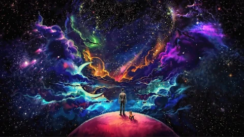 Cosmic Space Man With Dog Live Wallpaper - Free Live Wallpaper