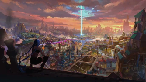 Netflix Arcane City And Jinx On The Roof Live Wallpaper - Free Live Wallpaper