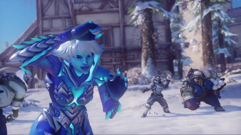 Overwatch Christmas Playing SnowBalls Fight Live Wallpaper - Free Live Wallpaper