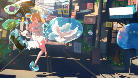 Colorful Dreams Girl Anime Live Wallpaper - Free Live Wallpaper