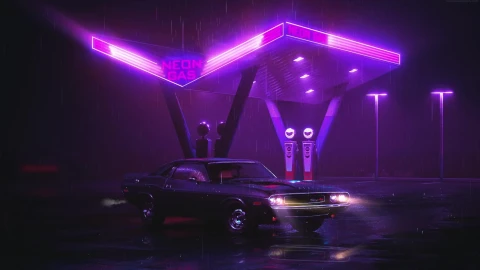 Neon Gas Station Hd Quality Live Wallpaper - Free Live Wallpaper