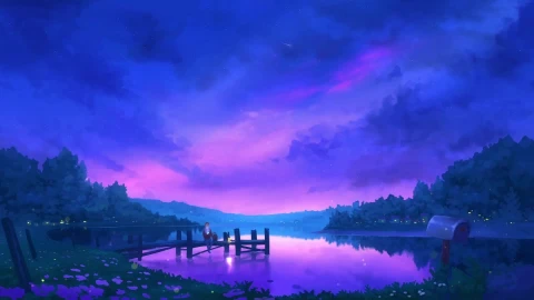 Live Wallpaper Dock And Lake Under Evening Sky - Free Live Wallpaper
