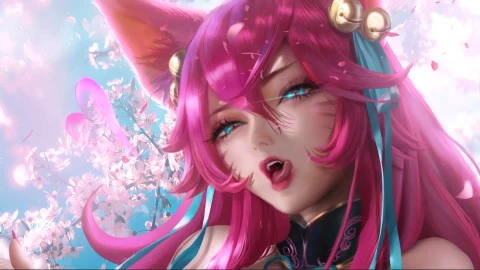 Spirit Blossom Ahri Tongue Cute Girl Live Wallpaper - Free Live Wallpaper