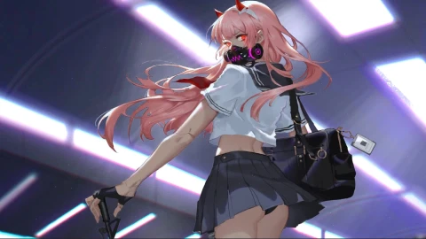 Zero Two Cyberpunk Metro - Darling In The Franxx Digital Art By Zhongfeng Lee Live Wallpaper - Free Live Wallpaper