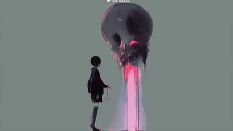 Anime Girl And Skull By Ogata 4k Live Wallpaper - Free Live Wallpaper