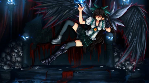 Reiuji Utsuho Sitting On The Throne Touhou 4k Live Wallpaper - Free Live Wallpaper