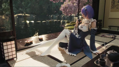 Re Zero Anime Rem By Rui Li Animated Background - Free Live Wallpaper