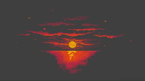 Unconsciousness Red Pixel Ocean And Sun Free Live Wallpaper - Free Live Wallpaper