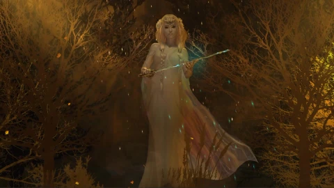 Elden Trees Girl With Sword Animated Live Desktop - Free Live Wallpaper