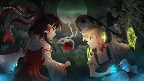 Touhou Eternal Night Reimu Vs Marisa Animated Desktop - Free Live Wallpaper