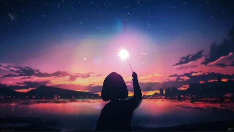 Girl Silhouette Sunset Live Animated Desktop - Free Live Wallpaper