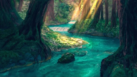 Forest River Animated Art Live Desktop - Free Live Wallpaper