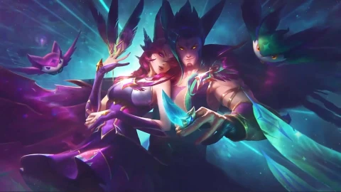 Cool Star Guardians Xayah And Rakan League Of Legends Game Desktop Live Wallpaper - Free Live Wallpaper